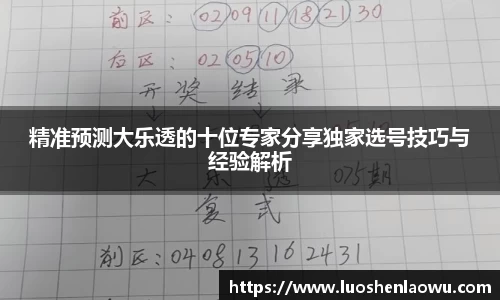 精准预测大乐透的十位专家分享独家选号技巧与经验解析